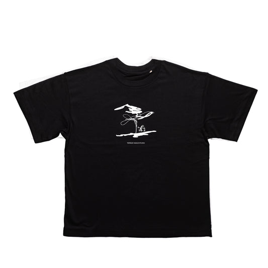 Tee-shirt avec visuel sérigraphié Fleur - Noir