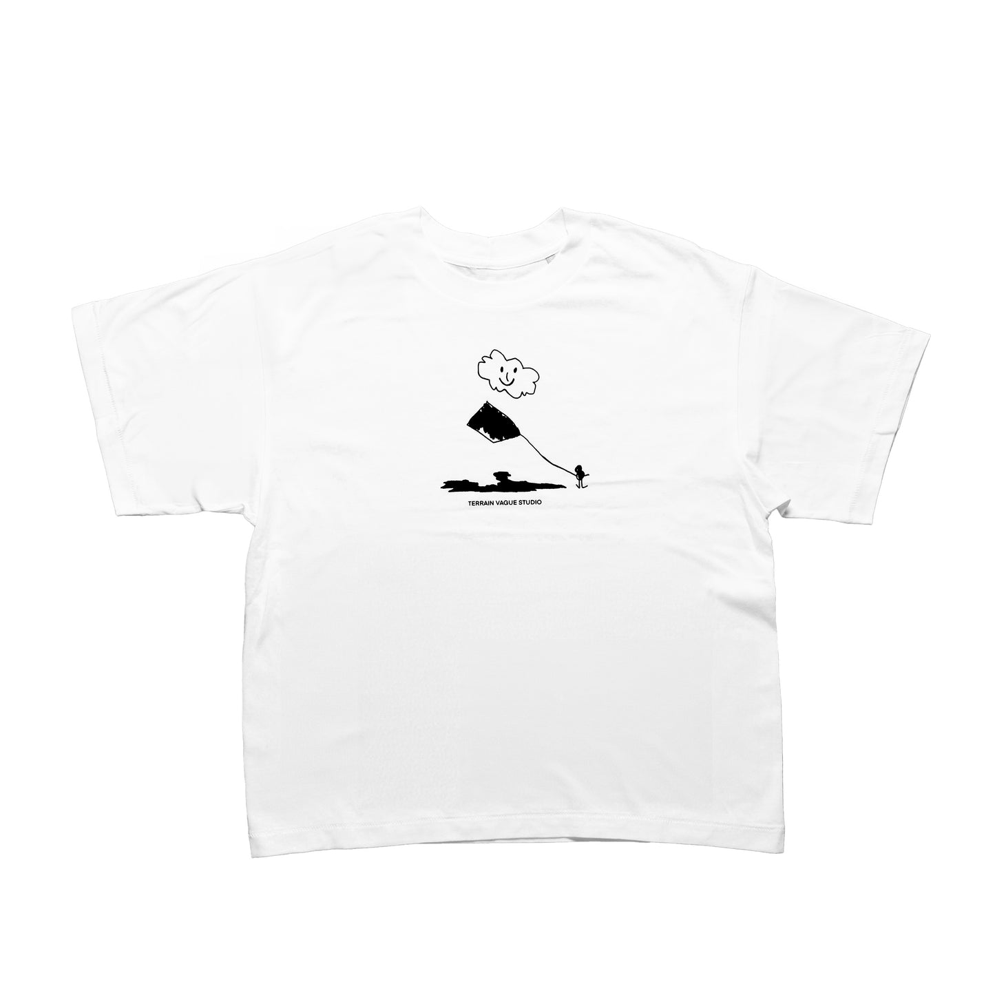 Tee-shirt avec visuel sérigraphié Nuage - Blanc sérigraphie Noire